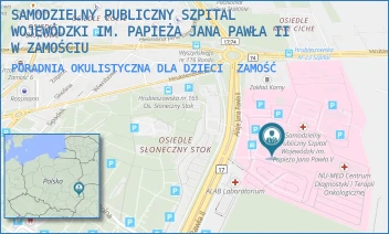 PORADNIA OKULISTYCZNA DLA DZIECI - SAMODZIELNY PUBLICZNY SZPITAL WOJEWÓDZKI IM. PAPIEŻA JANA PAWŁA II W ZAMOŚCIU - ALEJE JANA PAWŁA 10, ZAMOŚĆ