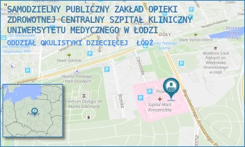 ODDZIAŁ OKULISTYKI DZIECIĘCEJ - SAMODZIELNY PUBLICZNY ZAKŁAD OPIEKI ZDROWOTNEJ CENTRALNY SZPITAL KLINICZNY UNIWERSYTETU MEDYCZNEGO W ŁODZI - UL. SPORNA 36/50,  ŁÓDŹ