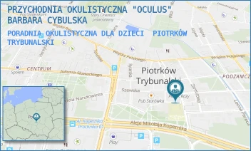 PORADNIA OKULISTYCZNA DLA DZIECI - PRZYCHODNIA OKULISTYCZNA "OCULUS" BARBARA CYBULSKA - UL. KRAKOWSKIE PRZEDMIEŚCIE 1,  PIOTRKÓW TRYBUNALSKI