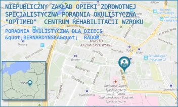 PORADNIA OKULISTYCZNA DLA DZIECI "BERNARDYŃSKA" - NIEPUBLICZNY ZAKŁAD OPIEKI ZDROWOTNEJ SPECJALISTYCZNA PORADNIA OKULISTYCZNA "OPTIMED"  CENTRUM REHABILITACJI WZROKU - BERNARDYŃSKA 1/3,  RADOM